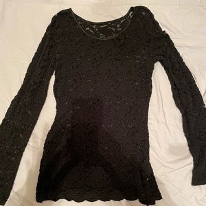 Black long sleeve lace blouse